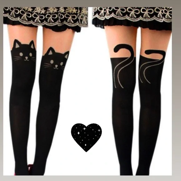 NEW Sexy Urban Cat Pantyhose 🖤 Over the knee print. Best look ever! 🖤✨ - Picture 3 of 7